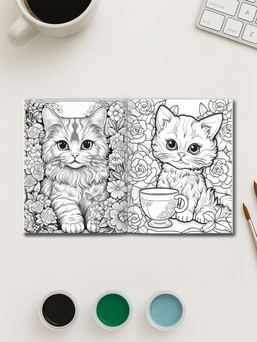 Mini Meows – 70 Cute Small Cat Coloring Pages - Image 2