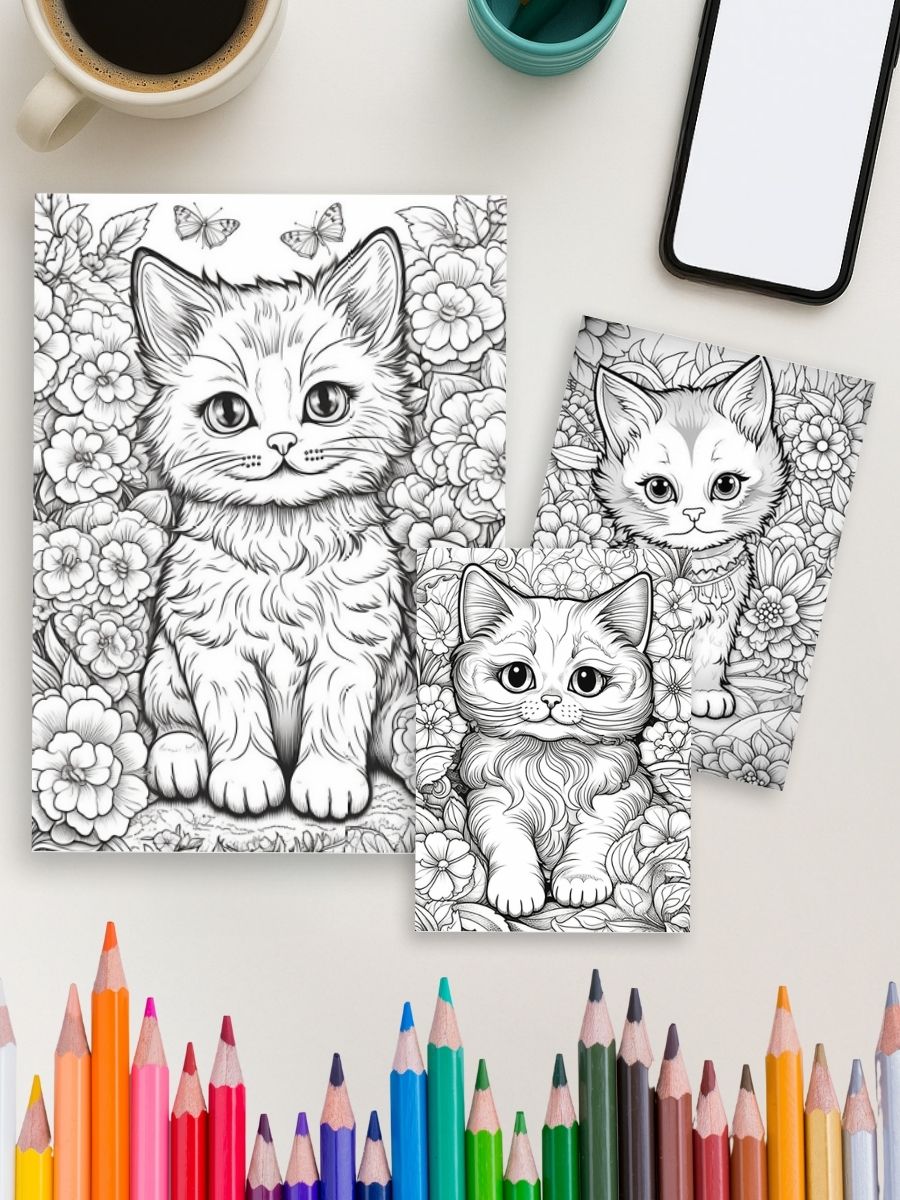 Mini Meows – 70 Cute Small Cat Coloring Pages - Image 3