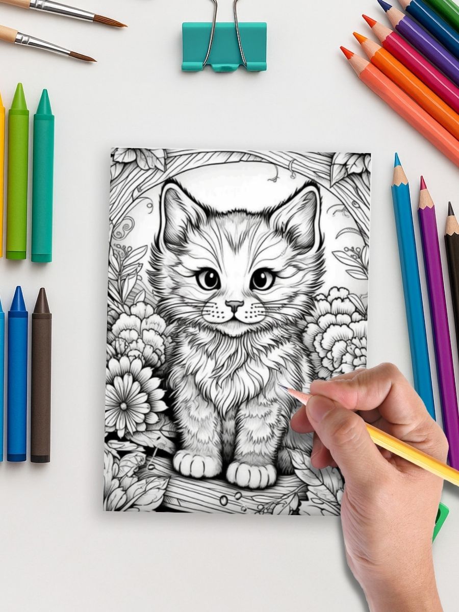 Mini Meows – 70 Cute Small Cat Coloring Pages - Image 4